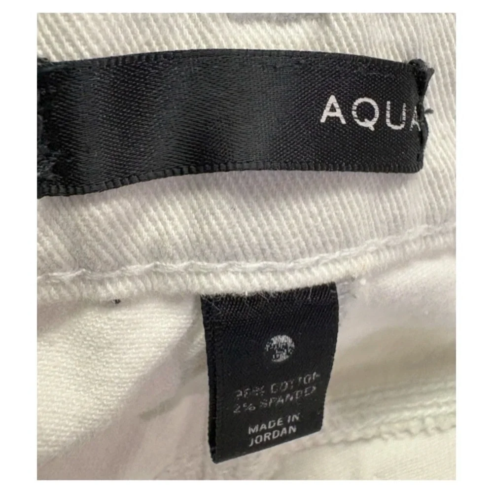 Aqua Jeans White Skinny Distressed Style Jeans Black Label Size 27